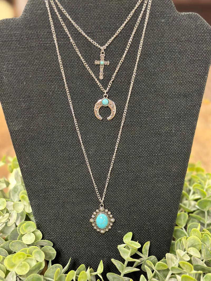 3 Layered Turquoise Necklace
